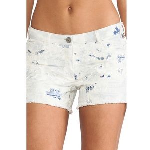 Maison Scotch Embroidered Denim Cutoff ECRU